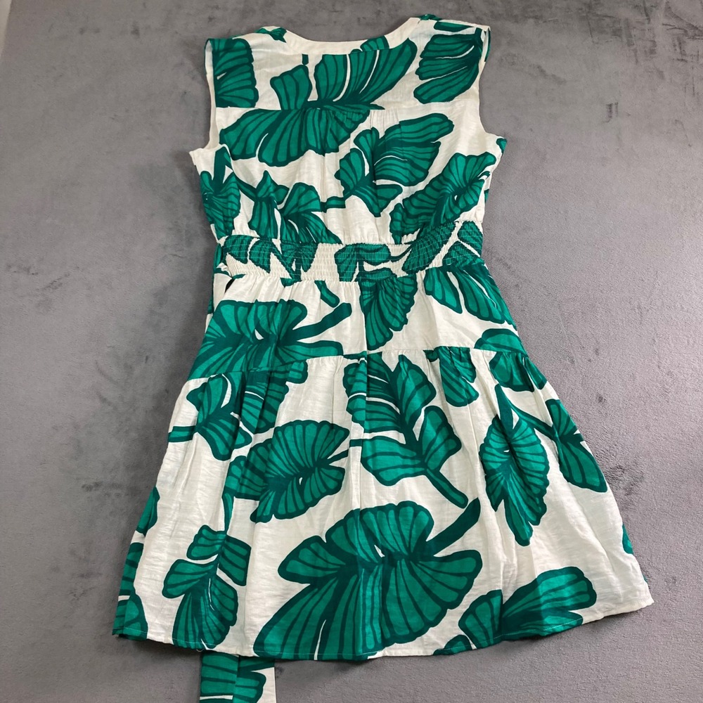 Nine West Womens Green Tropical Leaf Print Button Front Tiered Dress Large L - Picture 5 of 8